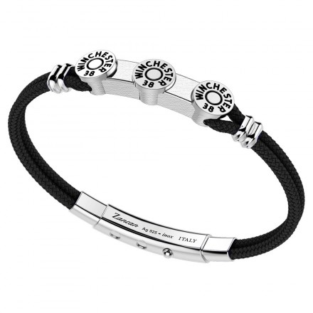 bracciale zancan uomo winchester 38 in argento e kevlar nero