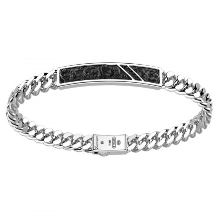 bracciale zancan uomo in argento con grumetta, placca gotica e pietre