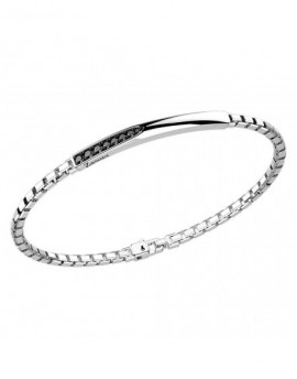bracciale zancan uomo greco in argento con maglia veneziana e pietre nere