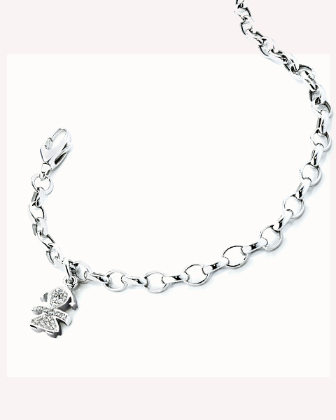 bracciale le bebe classico oro bianco ciondolo femmina pave lbb 073