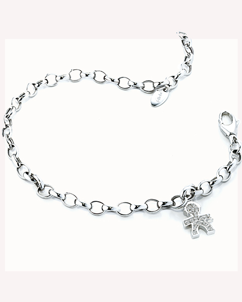 bracciale le bebe classico oro bianco ciondolo maschio pave lbb 072