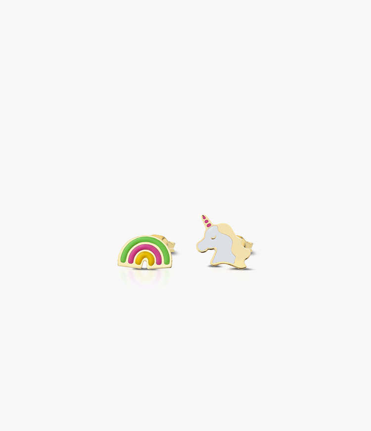 orecchini le bebe primegioie toy - unicorno e arcobaleno