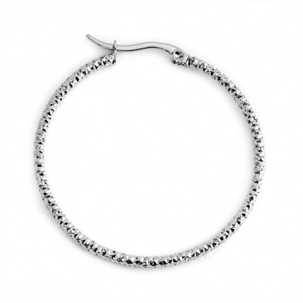 marlu mono orecchino cerchio acciaio martellato diametro 4,2cm