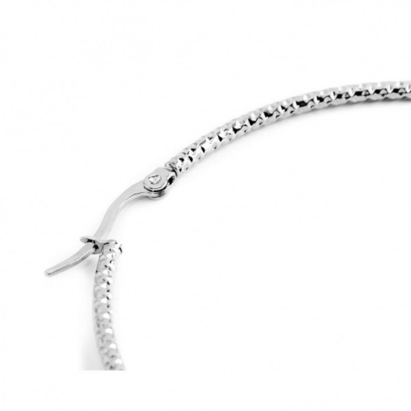 marlu mono orecchino cerchio acciaio martellato diametro 4,2cm