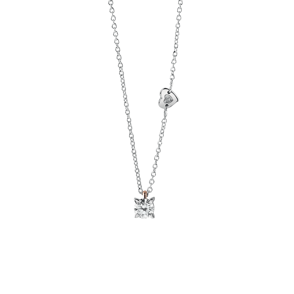 salvini battito - collana in oro bianco e oro rosa con diamante.