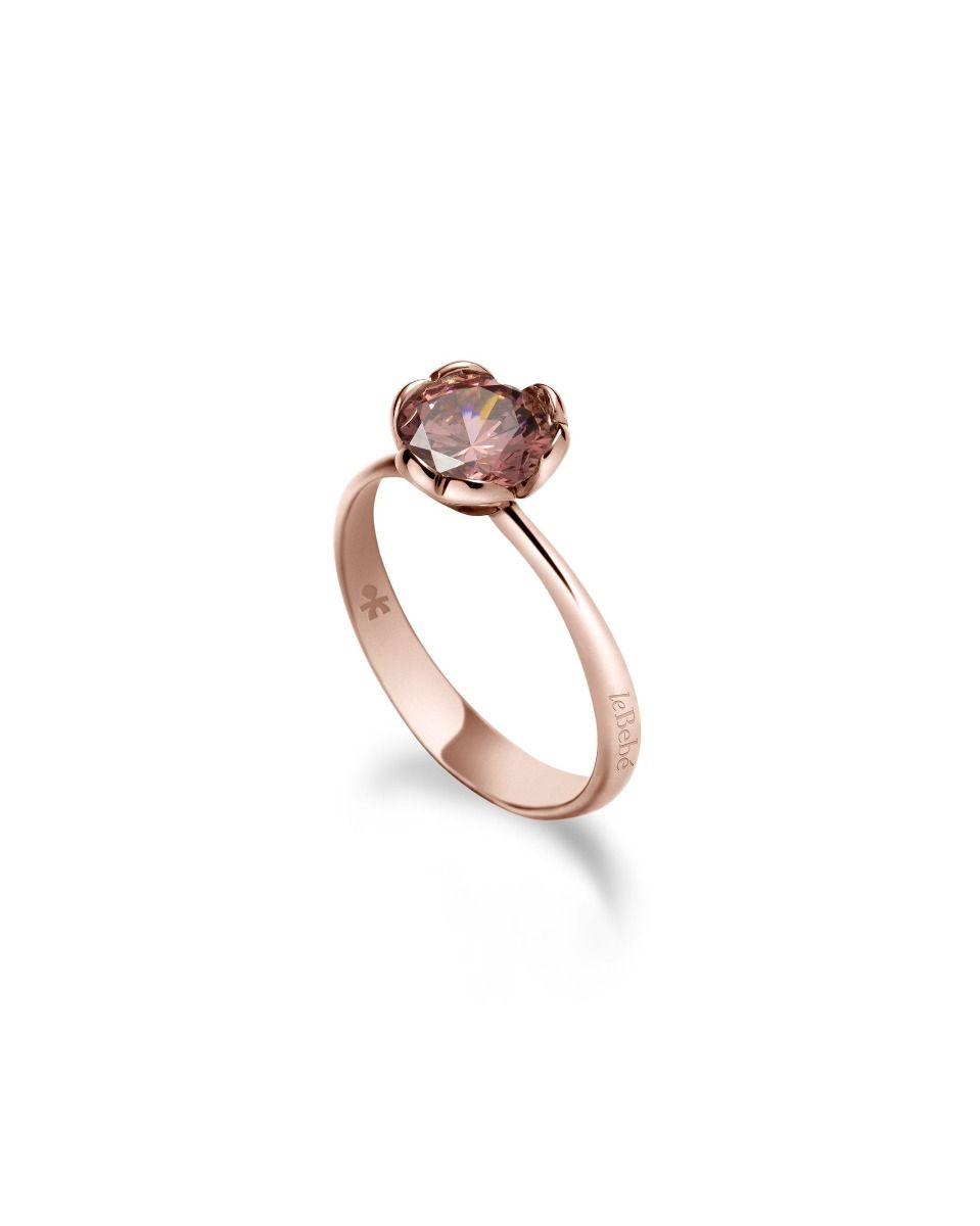 le bebe - anello oro rosa e rodolite bordeaux di sintesi