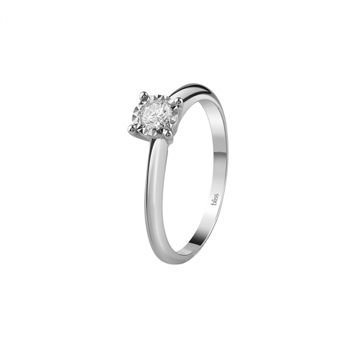 bliss collezione rugiada anello di fidanzamento in oro bianco con diamante