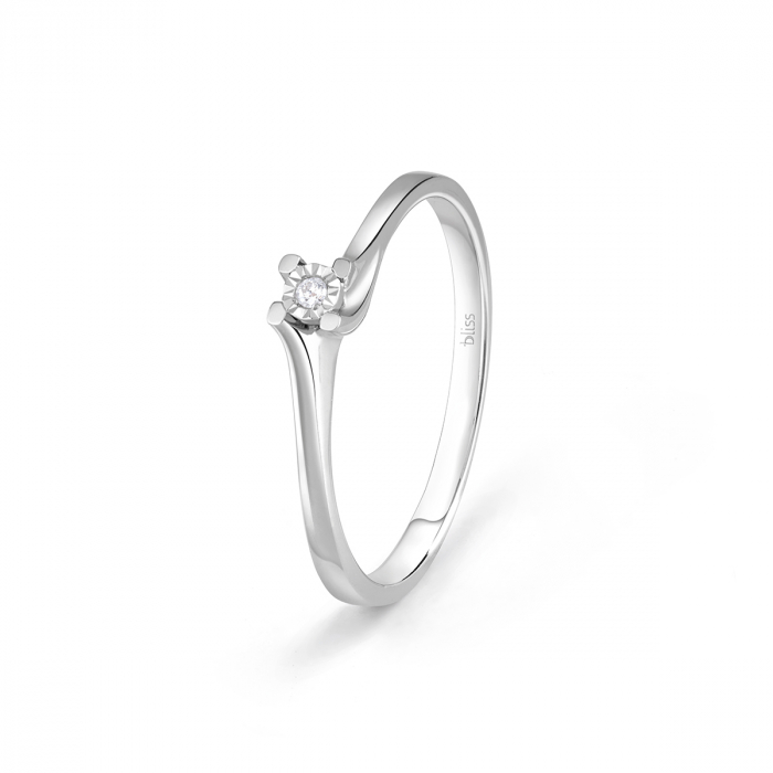 bliss collezione rugiada anello di fidanzamento in oro bianco con diamante