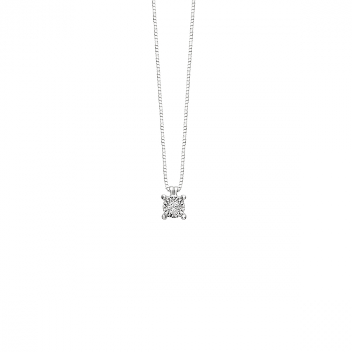 bliss collezione rugiada collana in oro bianco con diamante 0.03 ct
