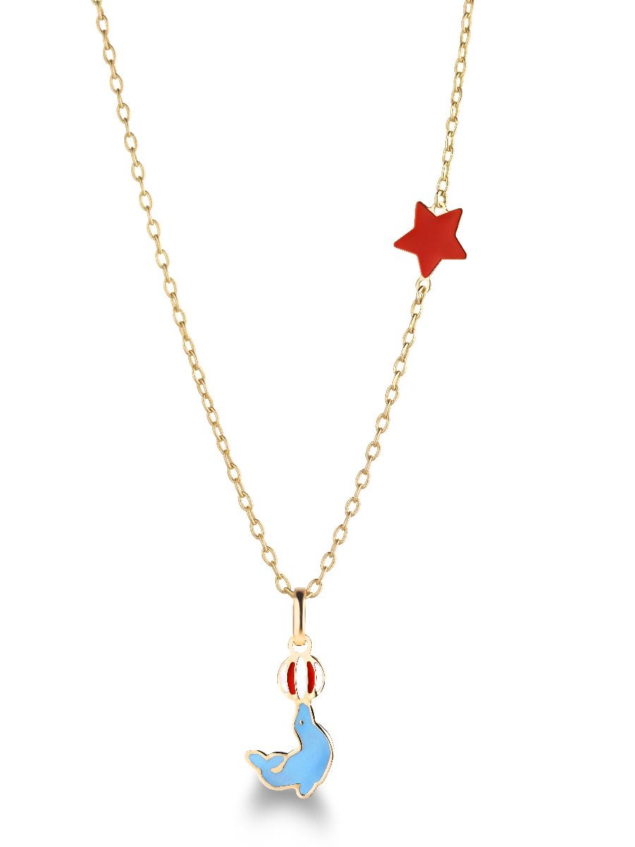 le bebe - collana oro giallo foca e stellina smaltati