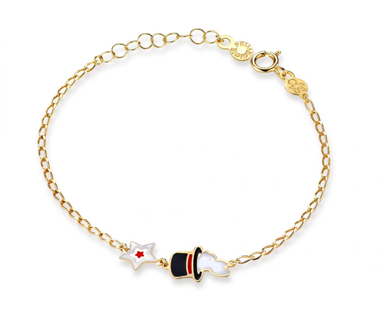 le bebe - bracciale oro giallo coniglietto e stellina smaltati