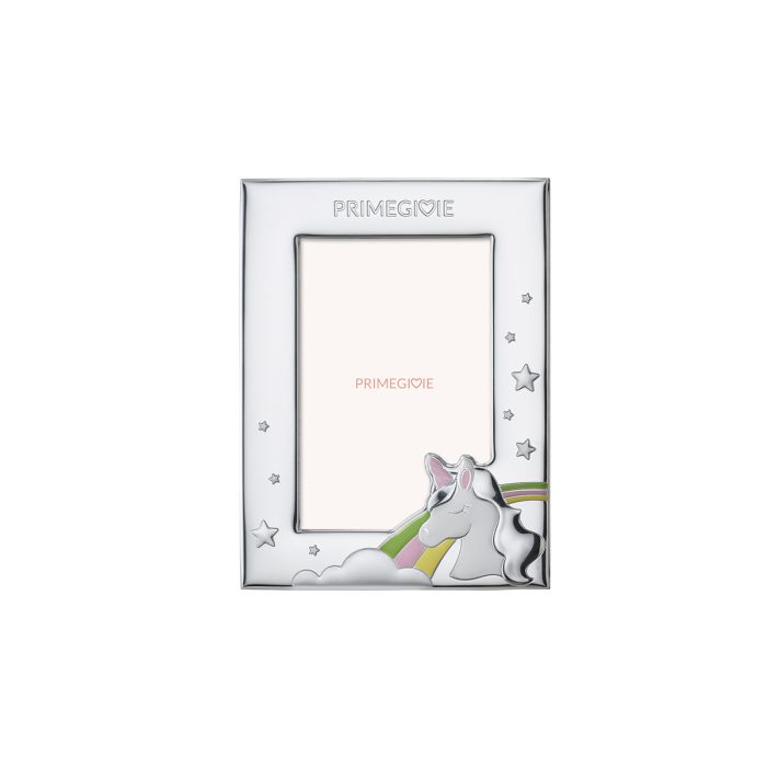 le bebe - toys cornice argento unicorno e arcobaleno