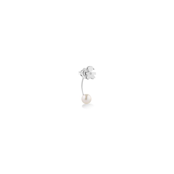 le bebe - le perle mono orecchino bimba oro bianco, perla e diamante
