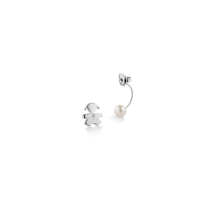le bebe - le perle mono orecchino bimba oro bianco, perla e diamante