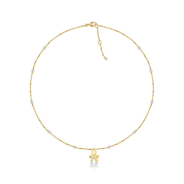 le bebe - le perle collana bimbo oro giallo, perle e diamante