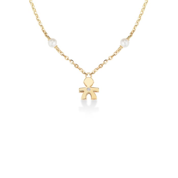 le bebe - le perle collana bimbo oro giallo, perle e diamante