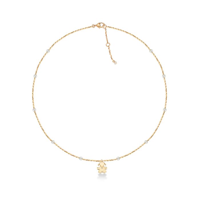 le bebe - le perle collana bimba oro giallo, perle e diamante