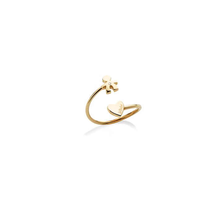 le bebe - les petits anello bimbo e cuore oro giallo e diamante