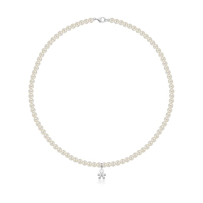 le bebe - le perle collana bimbo oro bianco, perle e diamante