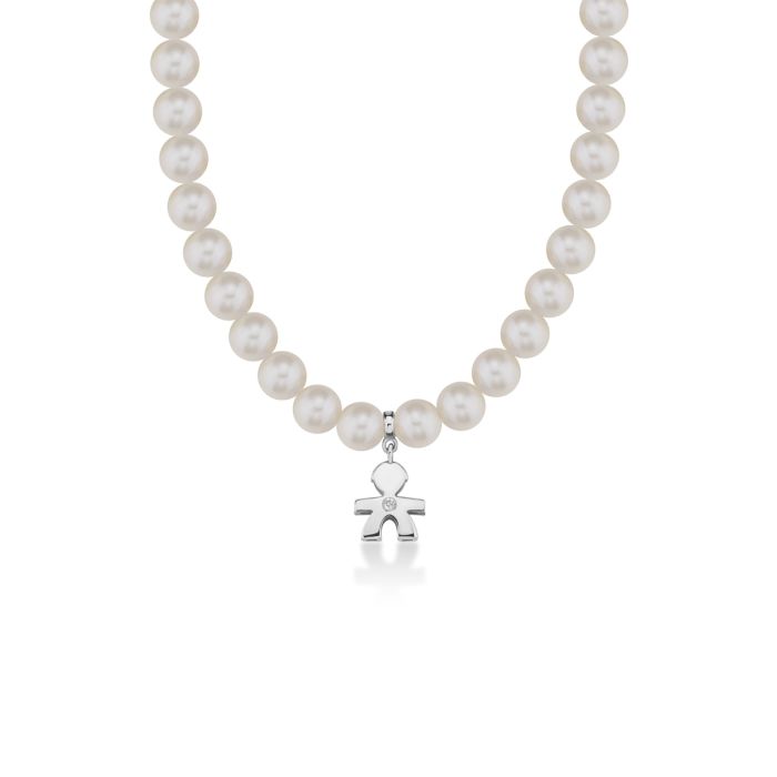 le bebe - le perle collana bimbo oro bianco, perle e diamante