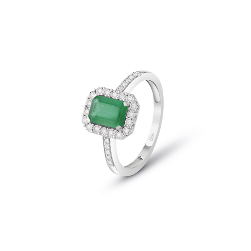 bliss regal anello in oro bianco con diamanti e smeraldo