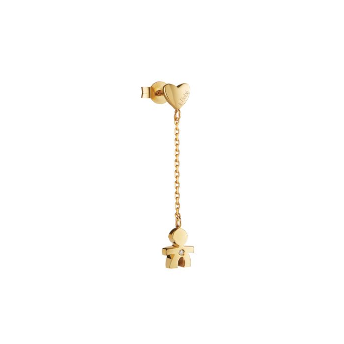 le bebe - mono orecchino les petits con sagoma bimbo in oro giallo e diamante