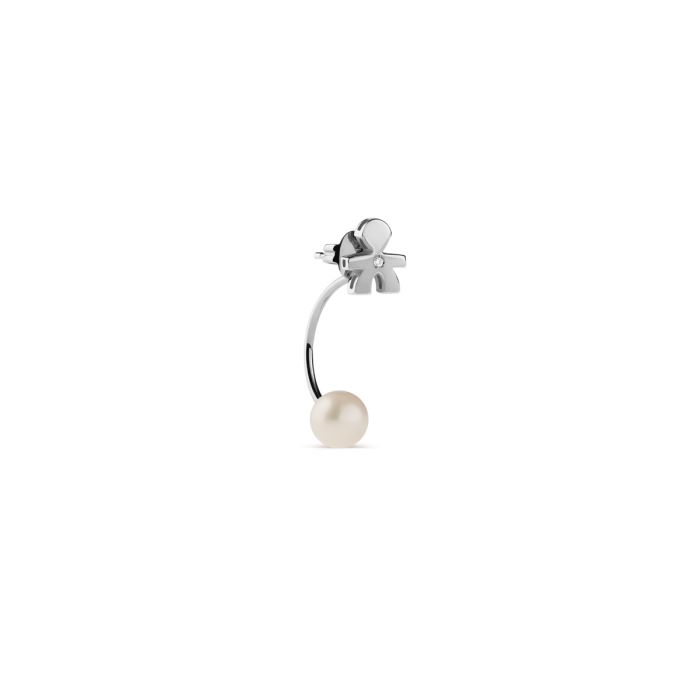 le bebe - mono orecchino le perle con sagoma bimbo in oro bianco e diamante