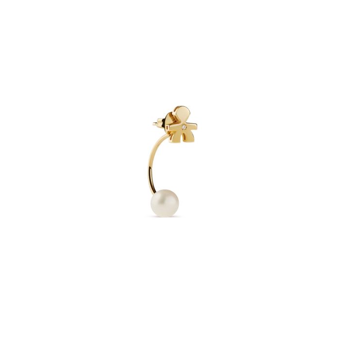 le bebe - mono orecchino le perle con sagoma bimbo in oro giallo e diamante
