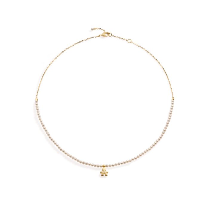 le bebe - collana le perle con sagoma bimbo in oro giallo e diamante