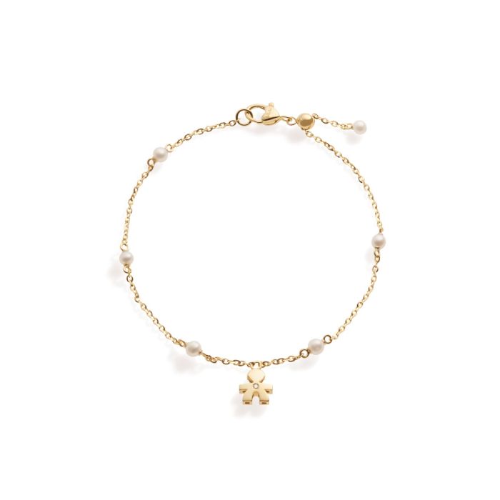 le bebe - bracciale le perle con sagoma bimbo in oro giallo e diamante