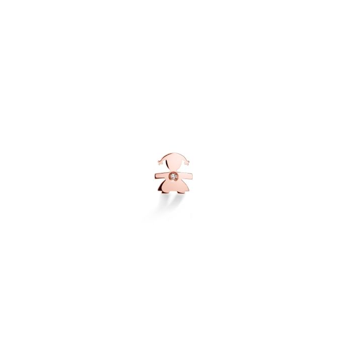 le bebe - orecchino i preziosi con sagoma bimba in oro rosa e diamante