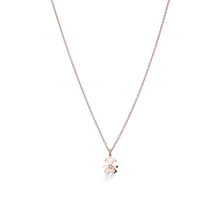 le bebe - ciondolo i preziosi con sagoma bimba in oro rosa e diamante