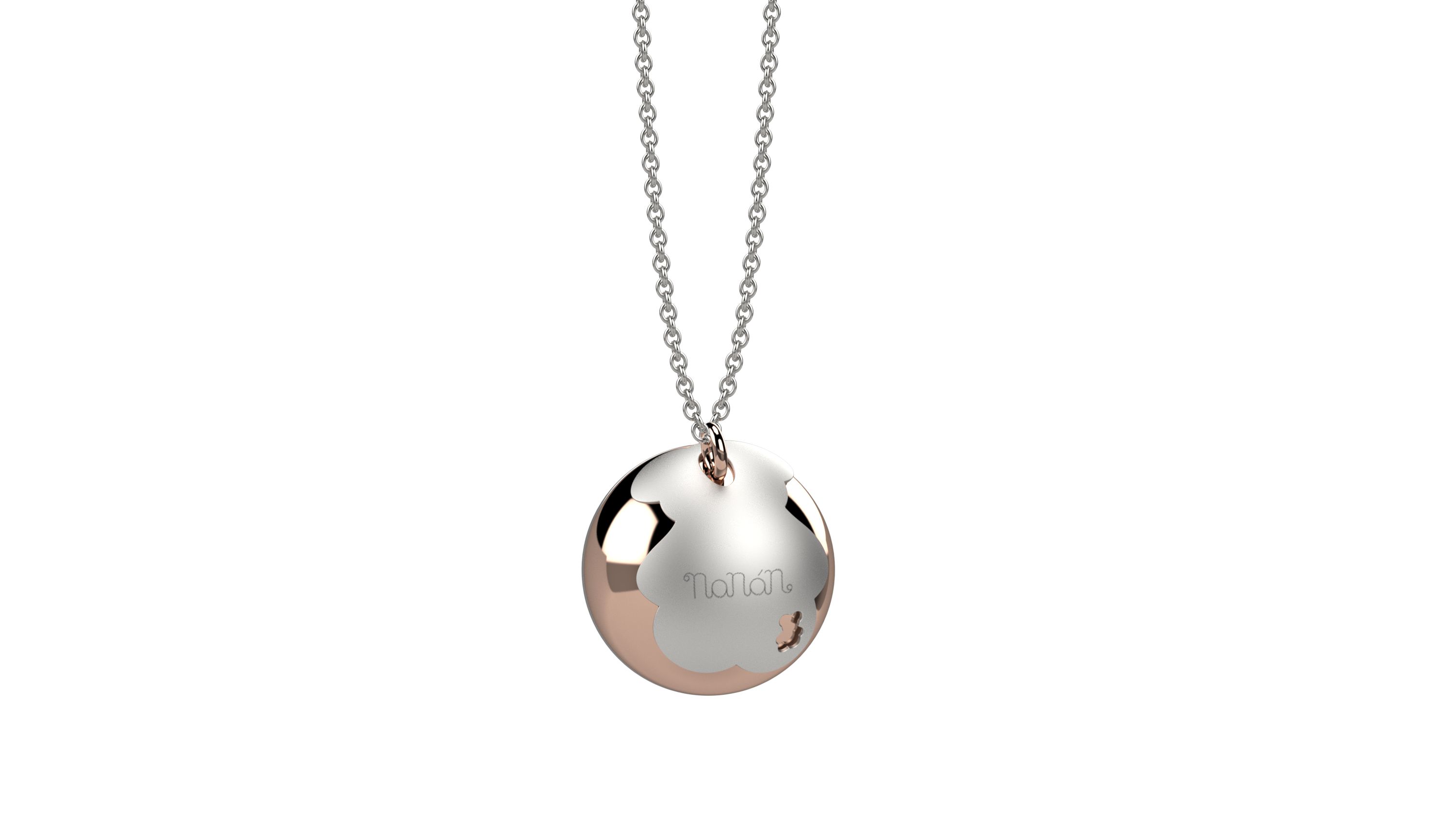 pendente argento 925 con bolas in metallo e catena