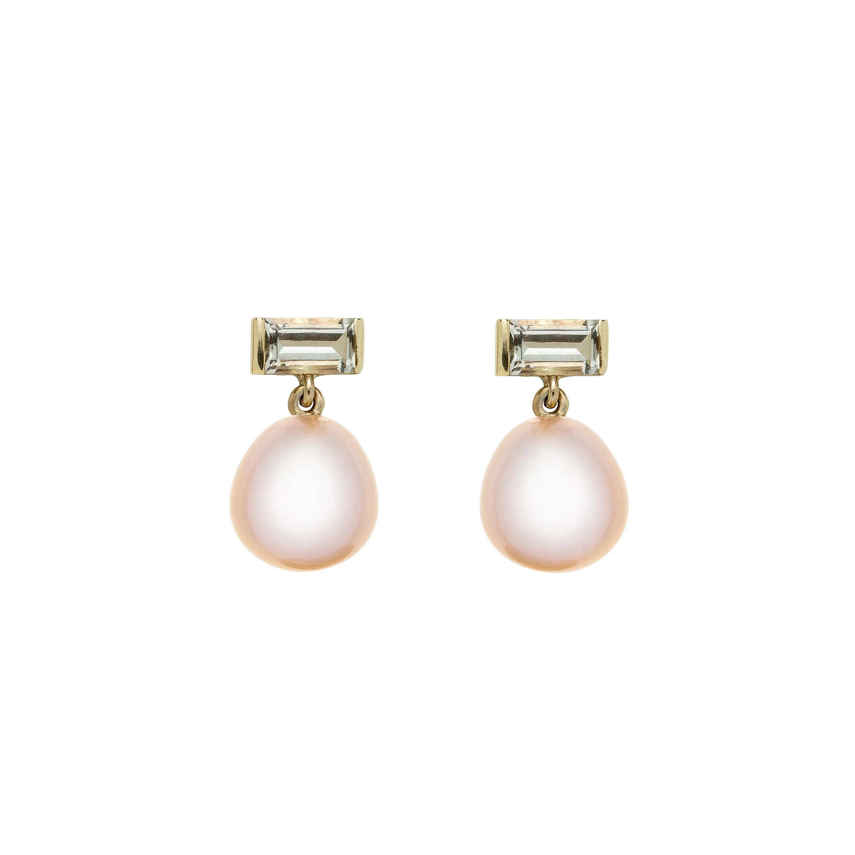 orecchini baguette ametista e perla rosa
