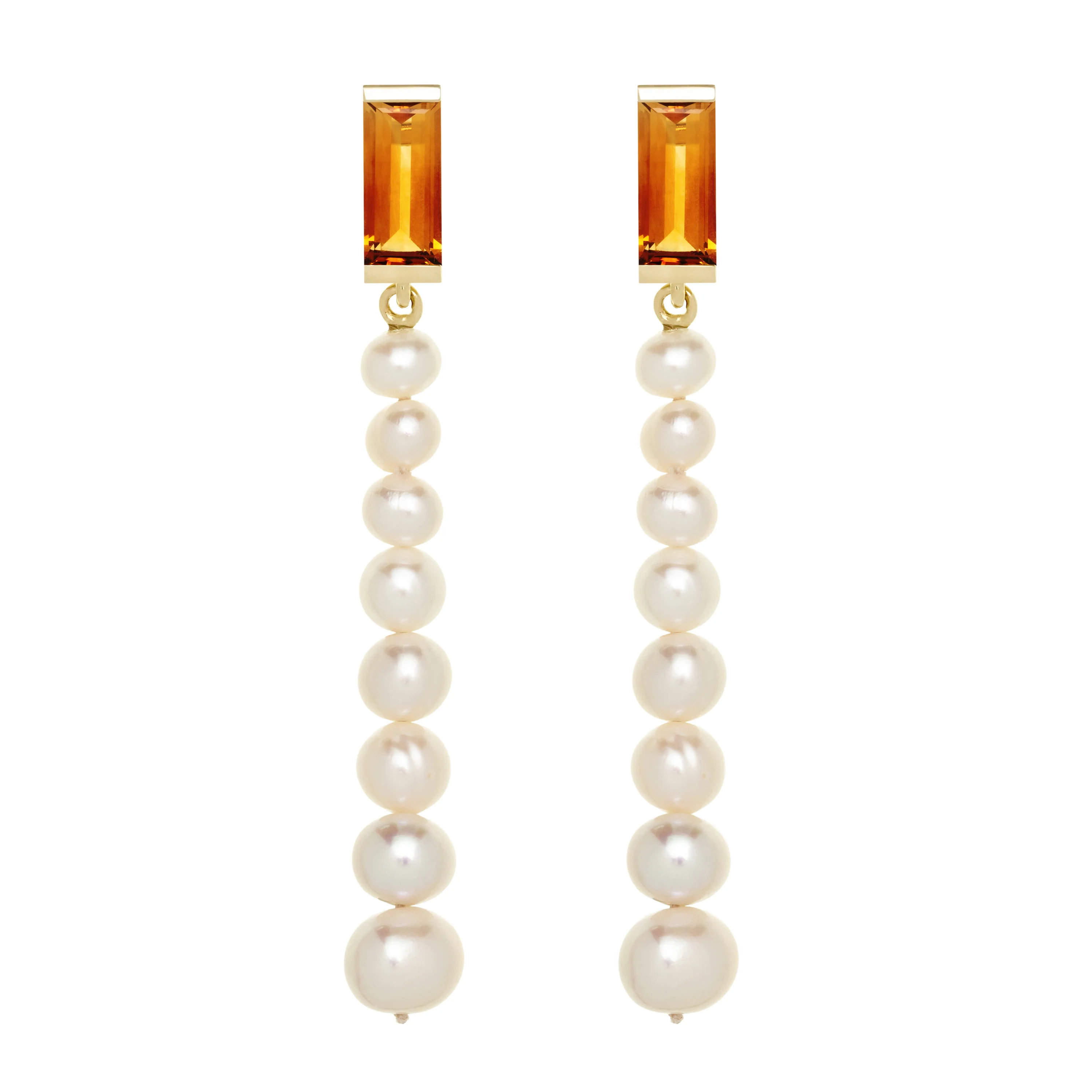 orecchini deco maxi baguette citrino e perle