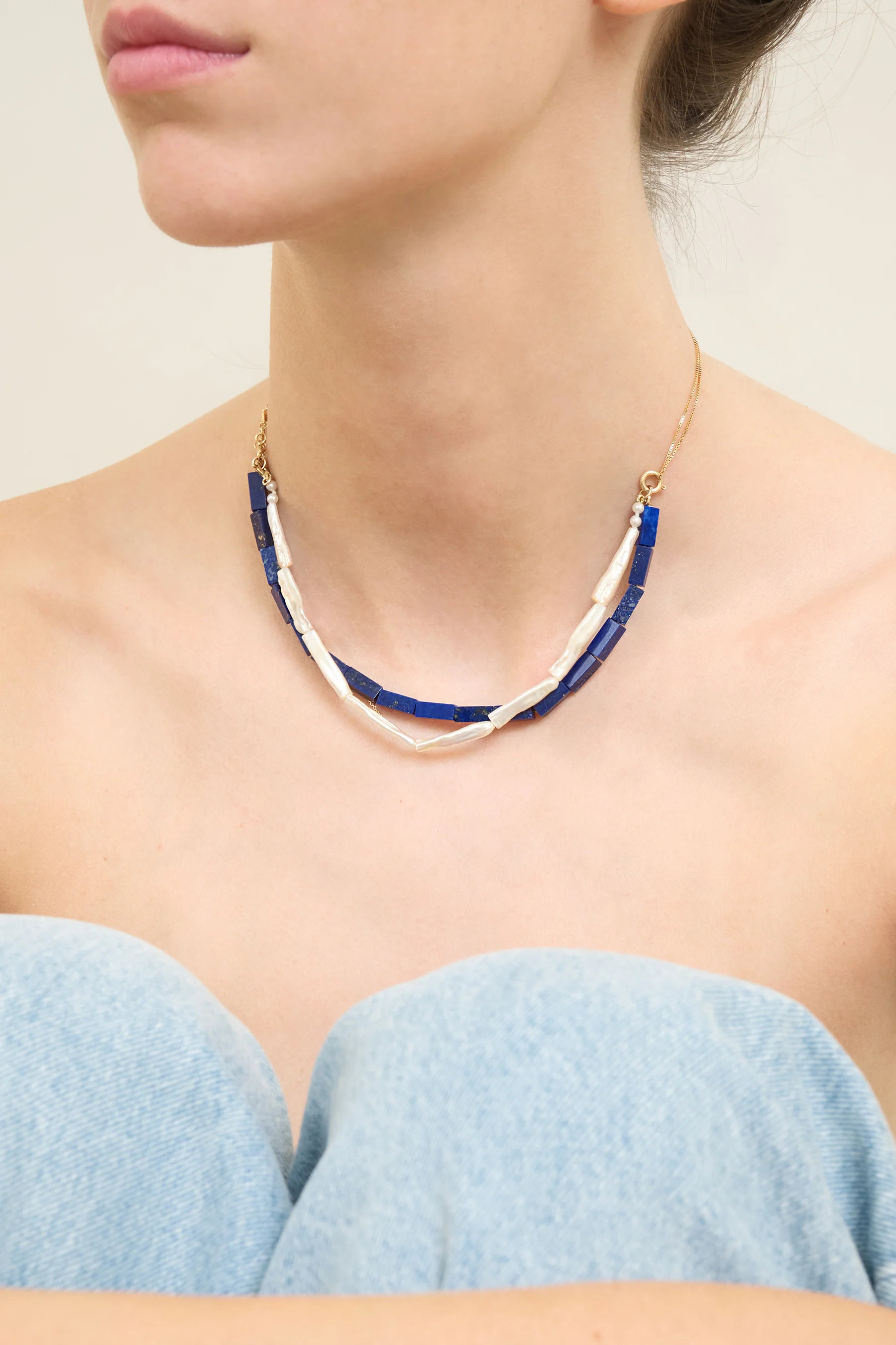 collana princesa con perle e lapislazzuli