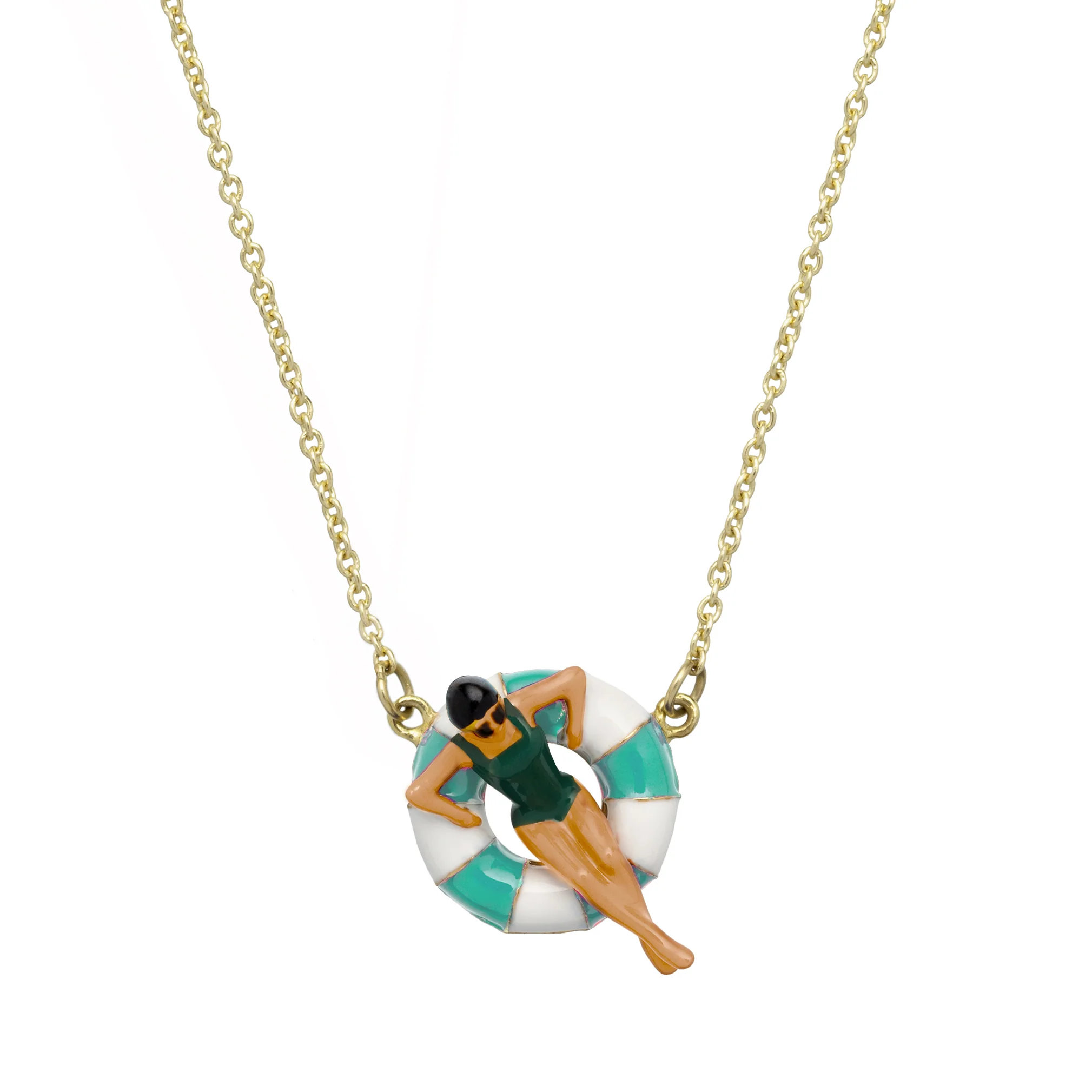 flotadora smalto azzurro collana