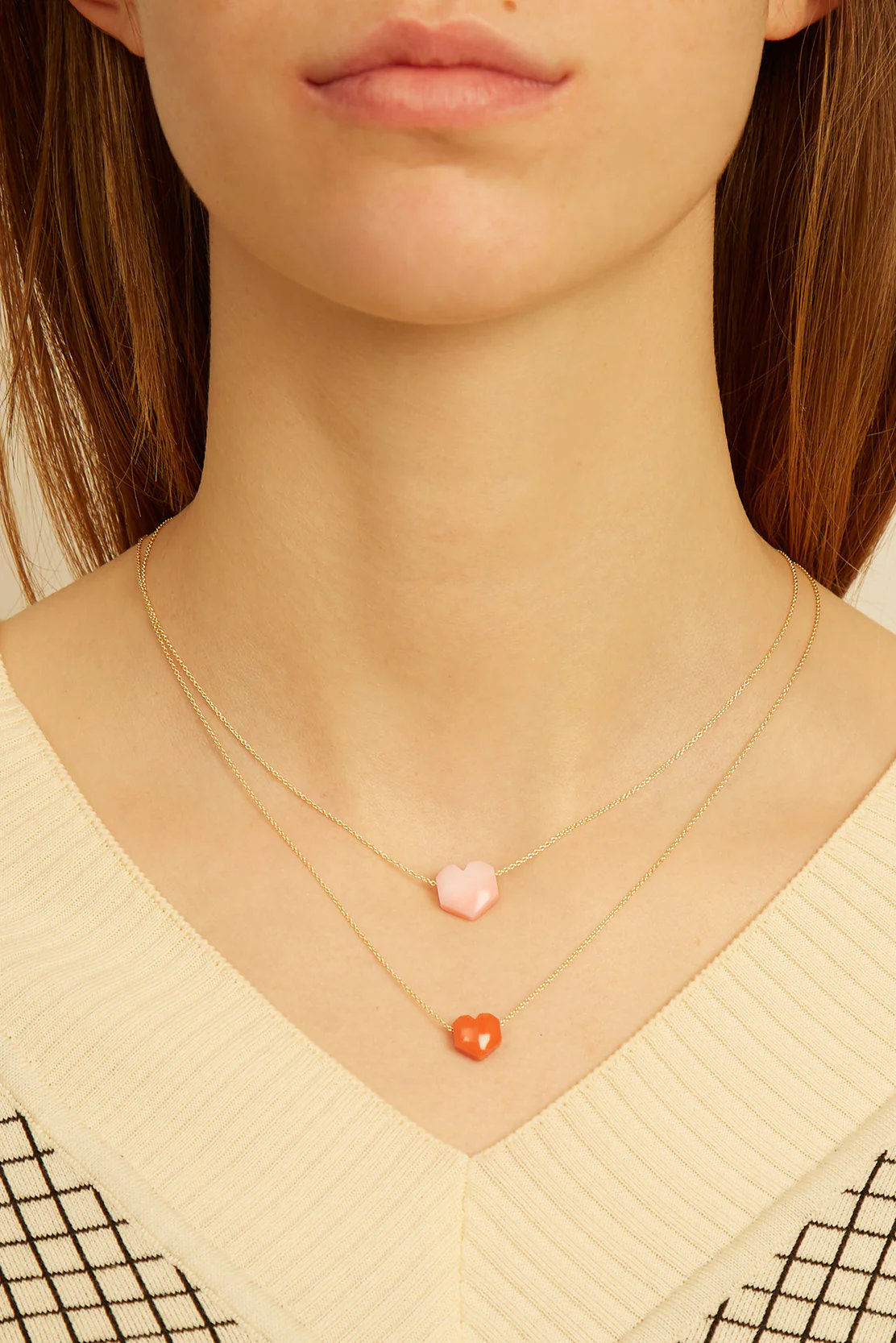 corazon opale rosa collana