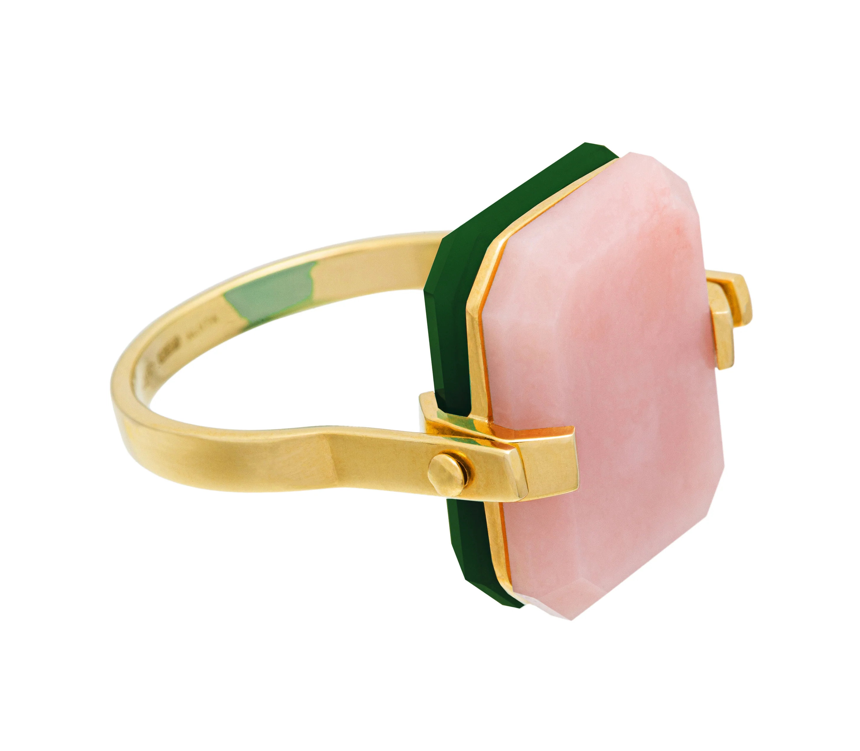 deco sandwich opale rosa e agata verde anello