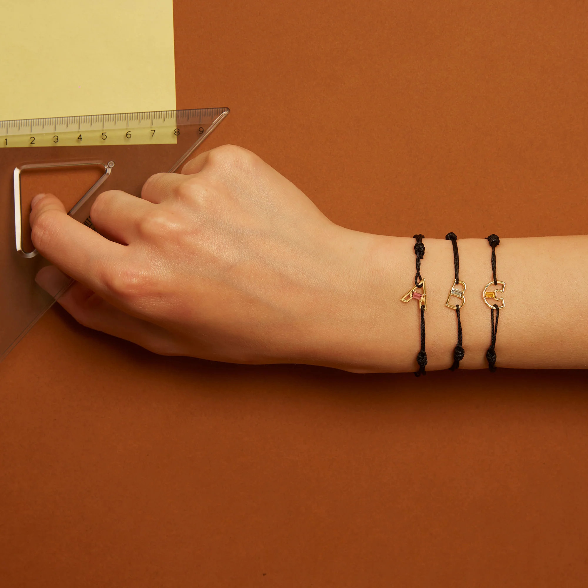 letra b ametista bracciale cordino