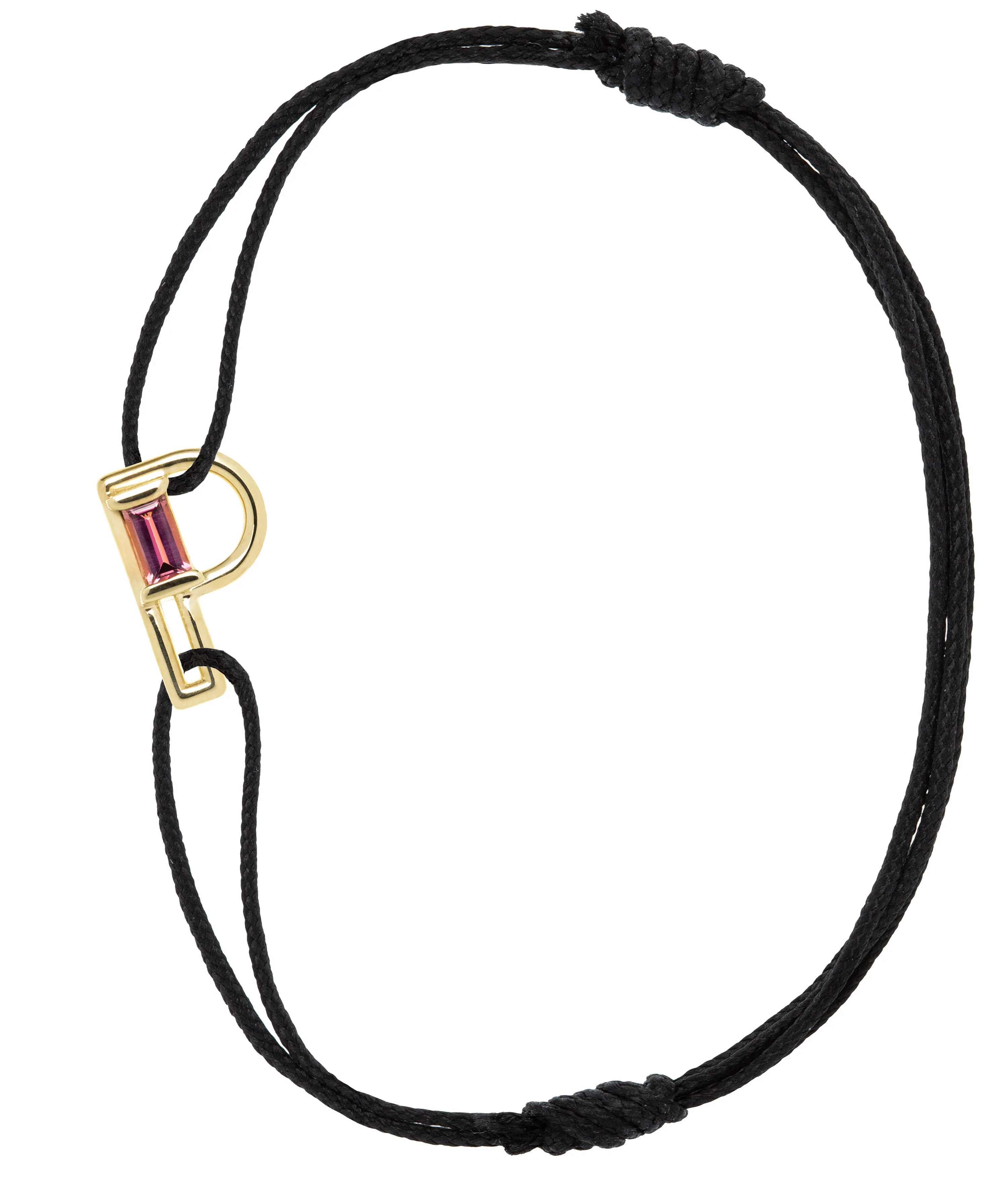 letra p tormalina bracciale cordino