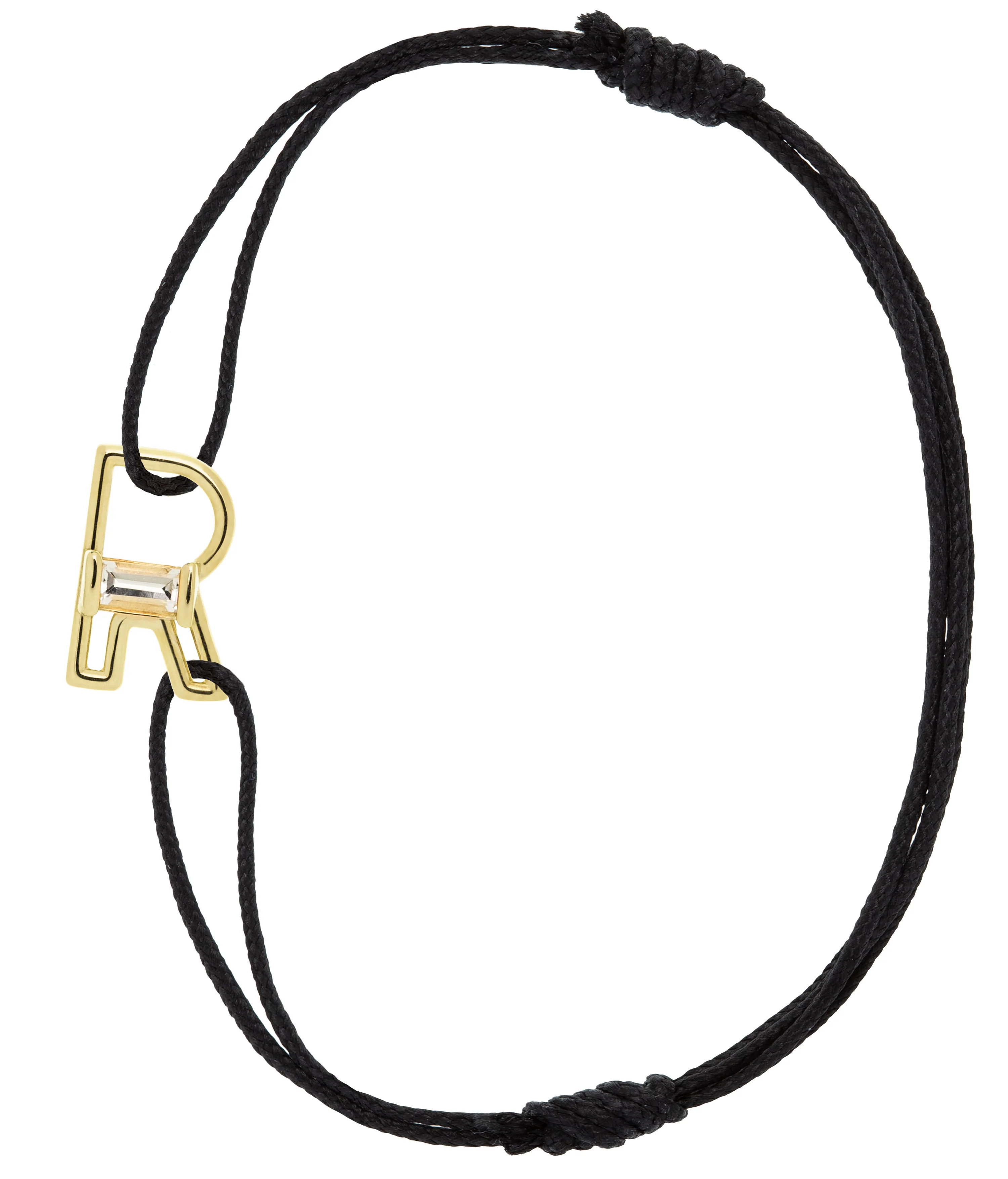 letra r ametista bracciale cordino