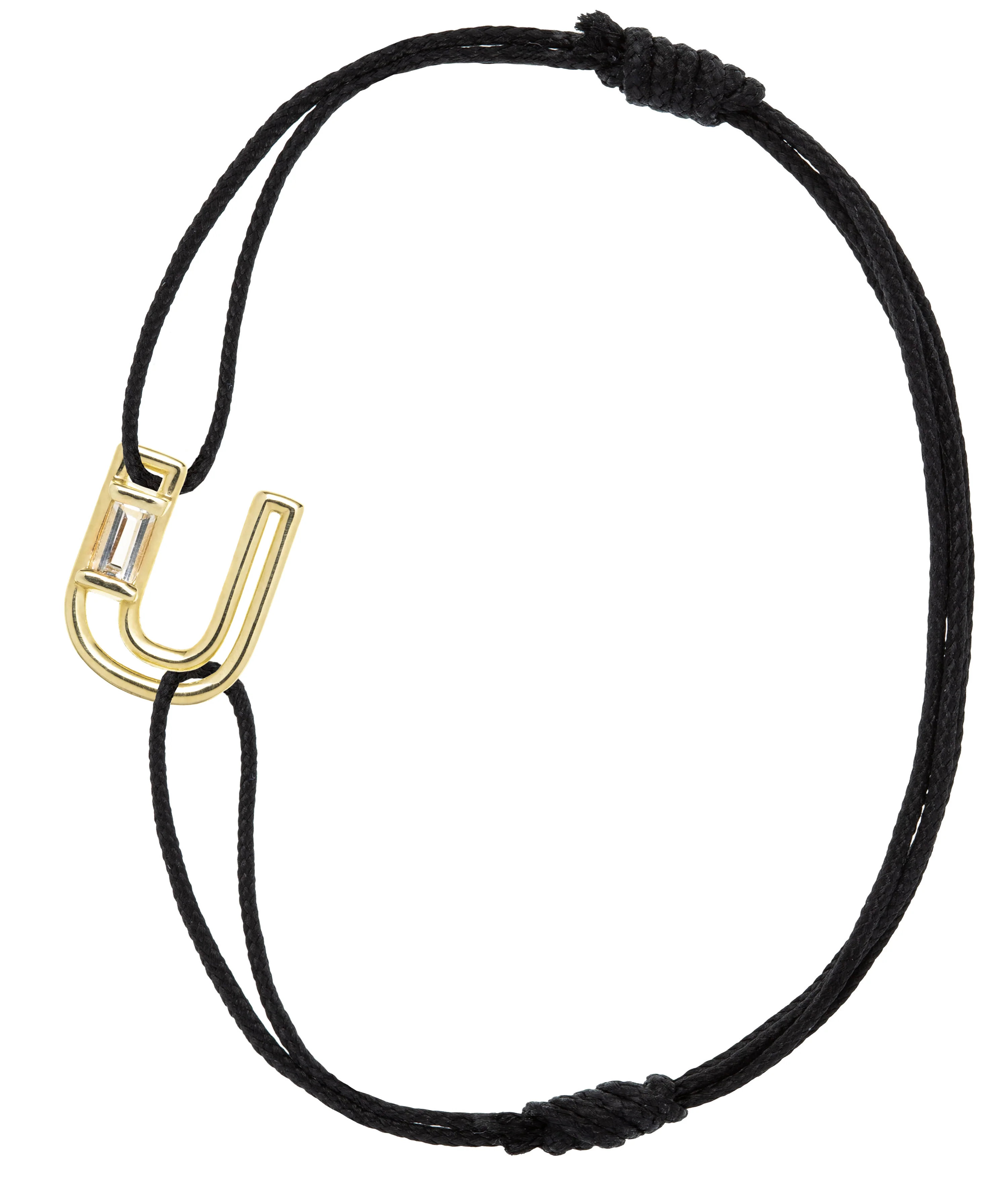 letra u ametista bracciale cordino
