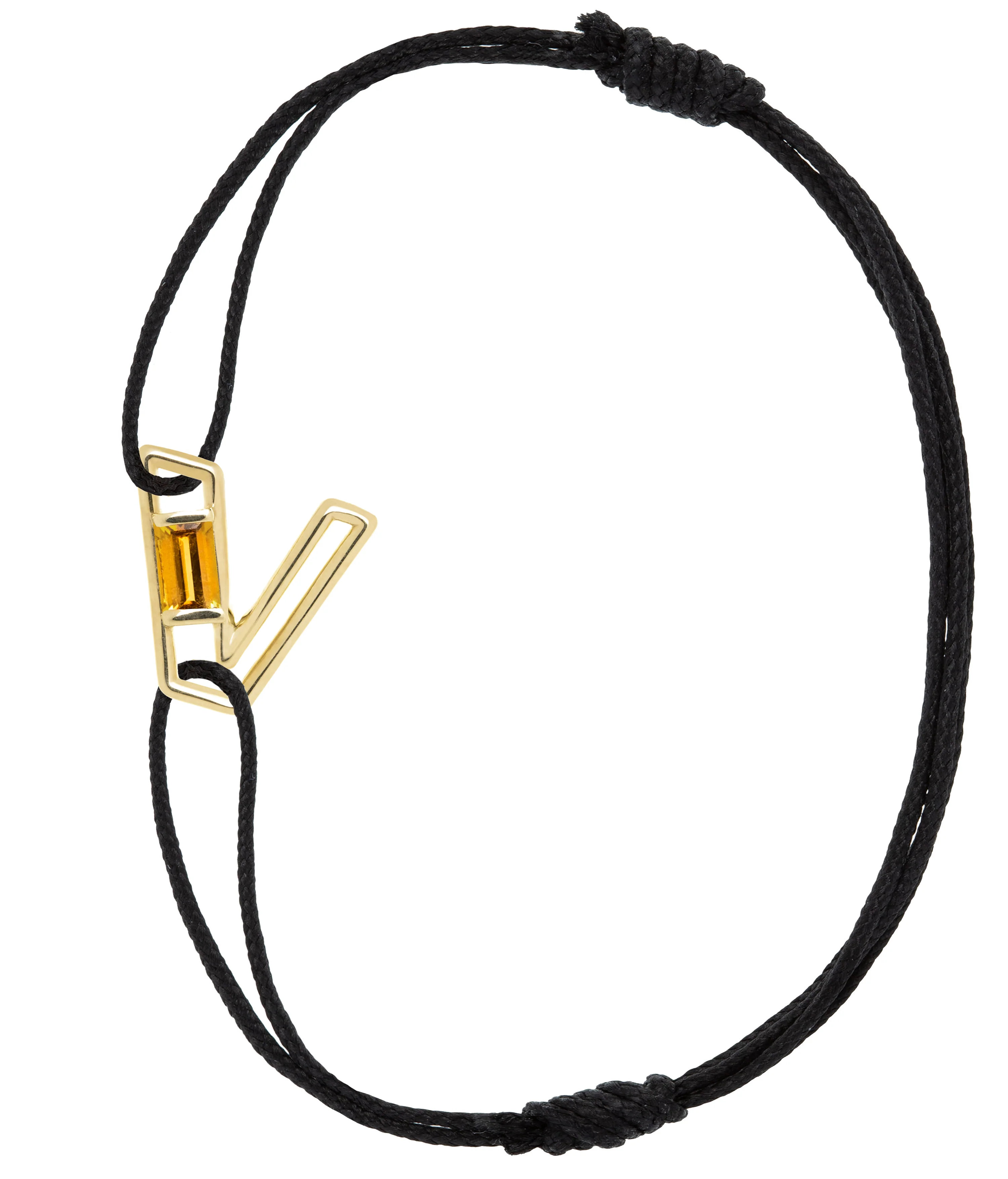 letra v citrino bracciale cordino