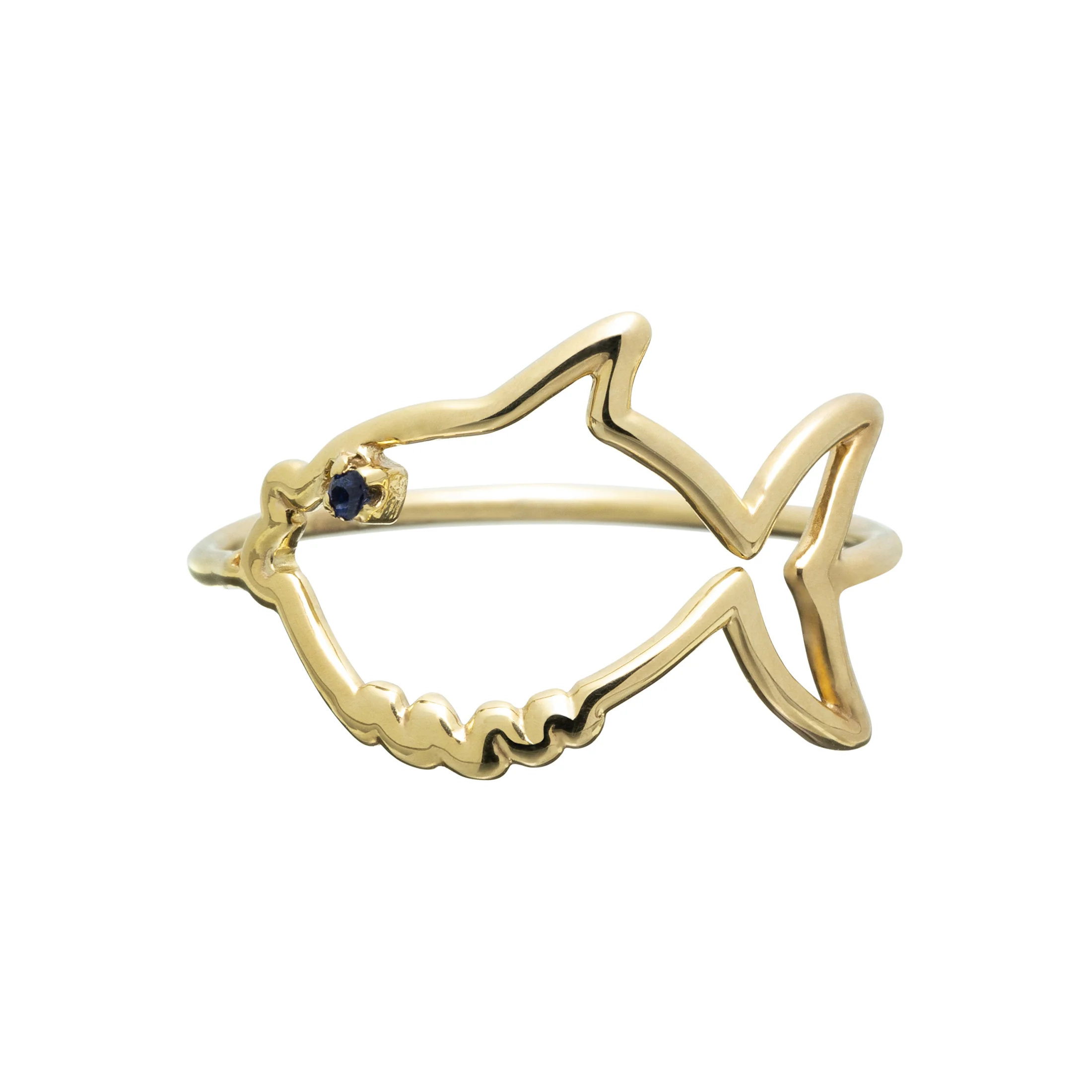 pececito zafiro azul anello