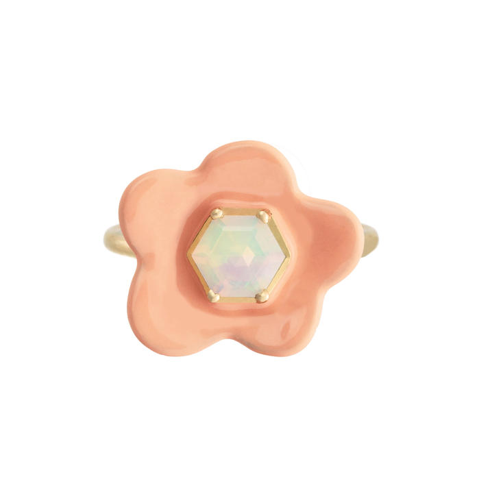 flower opale rosa anello